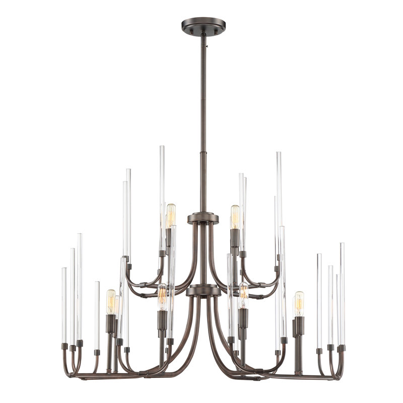 Lustre à plusieurs niveaux de style bougie 12 lumières Shellson