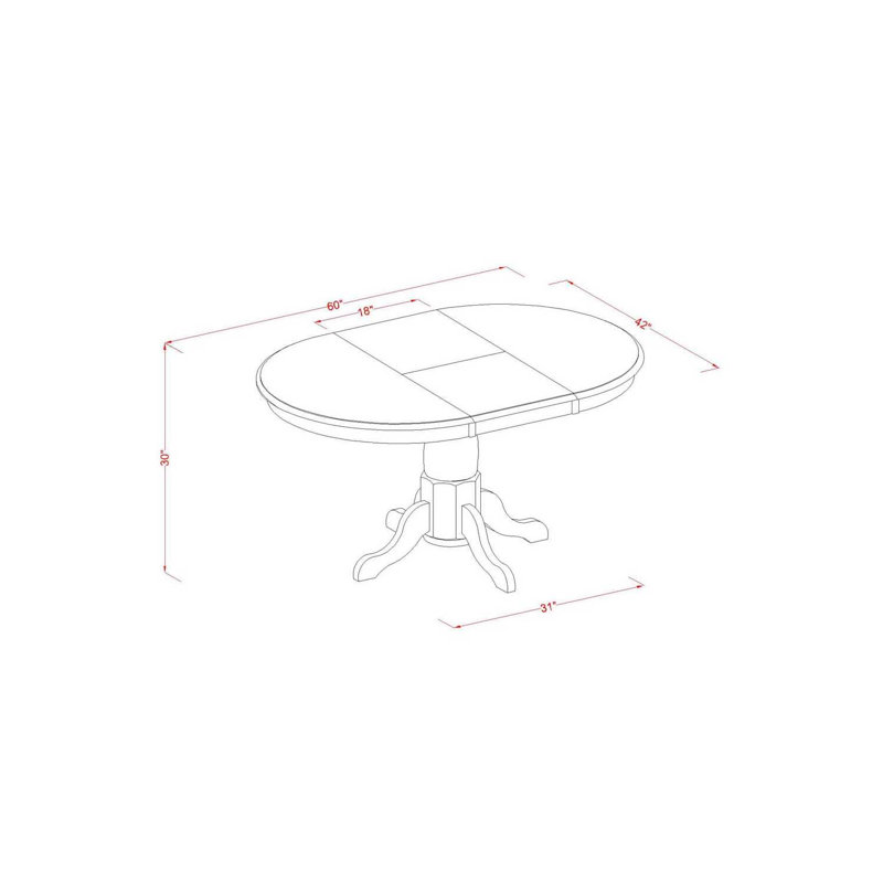 7 Piece Dining Room Table Set Consist of an Oval Kitchen Table with Butterfly Leaf and 6 Dining Chairs, Saddle Brown