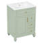 Meuble-lavabo 24 po avec lavabo en céramique, armoire en bois massif avec tiroir rabattable, 3 tiroirs latéraux et porte-1604848233