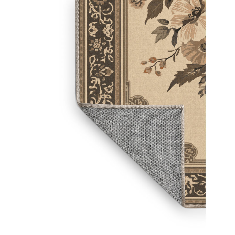 Tapis oriental traditionnel beige et brun lavable à la machine Pauleth, 6 X 9