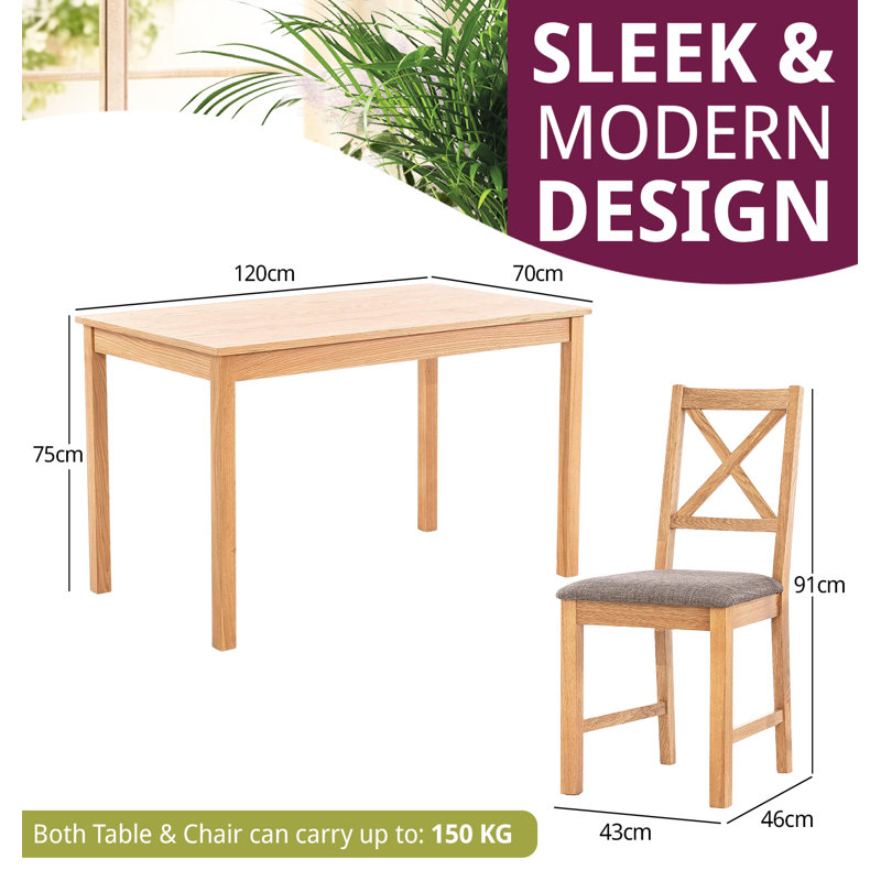 4 - Person Solid Oak Dining Set, Gray