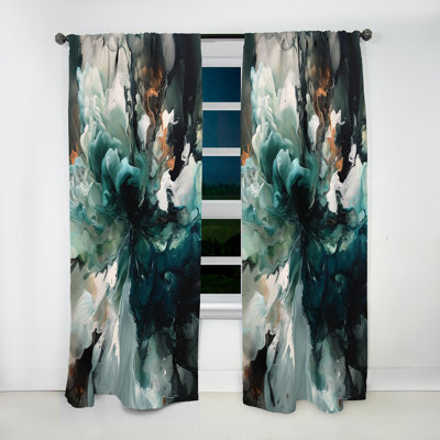 Dessa - Green White Marbled Artistry II - Modern Curtain - Velvet Room Darkening - 1 panel