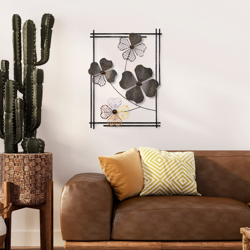 Accessoire mural décoratif en métal fait à la main, 19,7 po x 27,6 po x 1,6 po | 100% métal, design unique peint à la main | Parfait pour le salon, la chambre à coucher ou le bureau, ajoute de la couleur et de la texture à votre espace