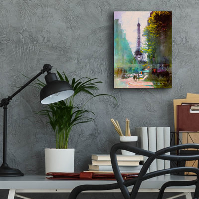 Art mural en verre rouge «Paris Street» par John Rivera