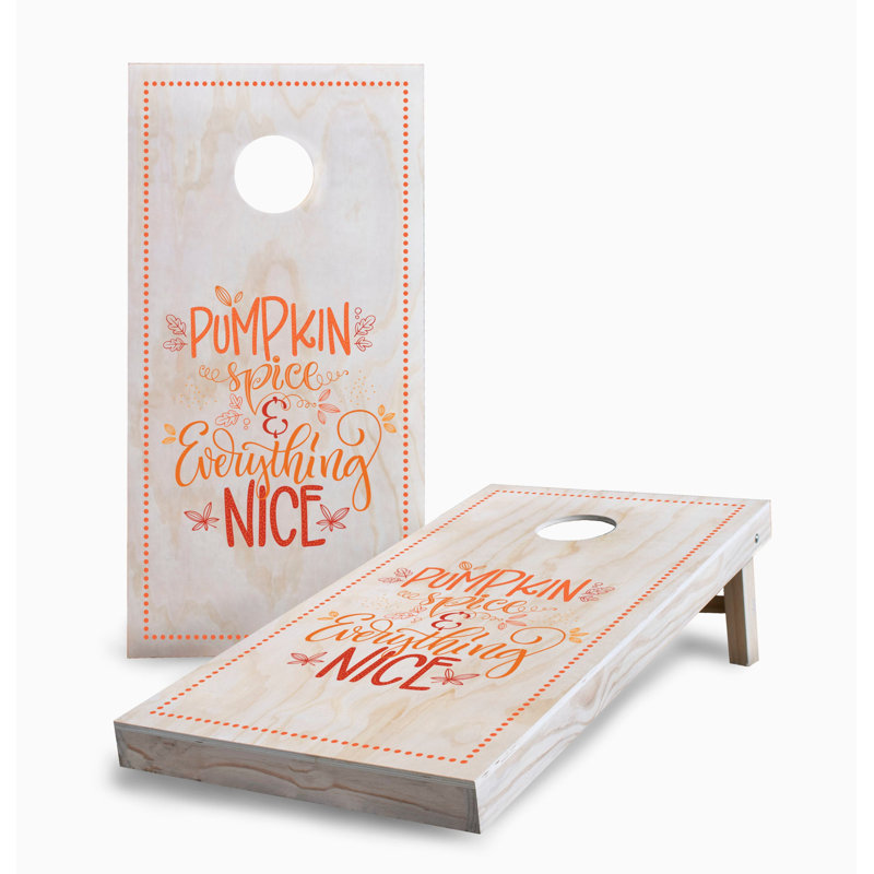 Pumpkin Spice and Everything Nice 2x4 Cornhole Board Set | Includes (2) Boards (8) Bags & Optional Accessories