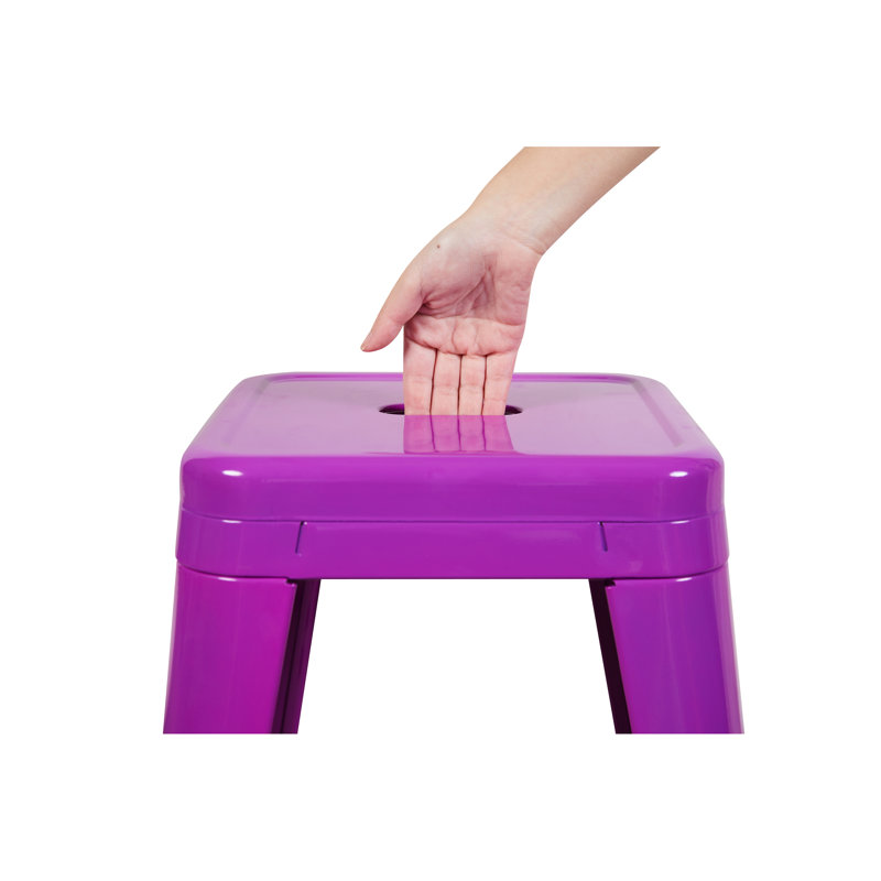 Tabourets de bar en métal sans dossier de hauteur de comptoir de 30 po Mauve de 4, non empilables, détachables, espace, assemblage, pour îlot de cuisine, bar, salle à manger - imperméable, nécessitant peu d'entretien,