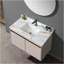 Comptoir de meuble-lavabo en marbre 43 po, comptoir de salle de bain avec lavabo central encastré rectangulaire et dosseret de 4 po de hauteur, comptoir pré-percé, blanc de Carrare avec veines-52221609