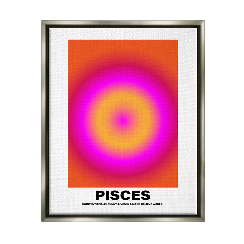 Drôle d'astrologie flottante Poissons par House of Lulu, Cadre flottant gris lustré, H 21 po x l 17 po x P 1,7 po
