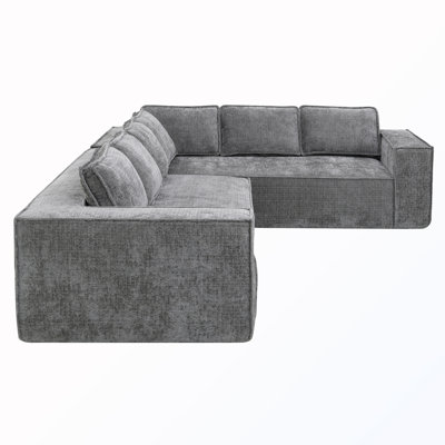 6-Seat L-Shaped Upholstered Sectional Sofa
