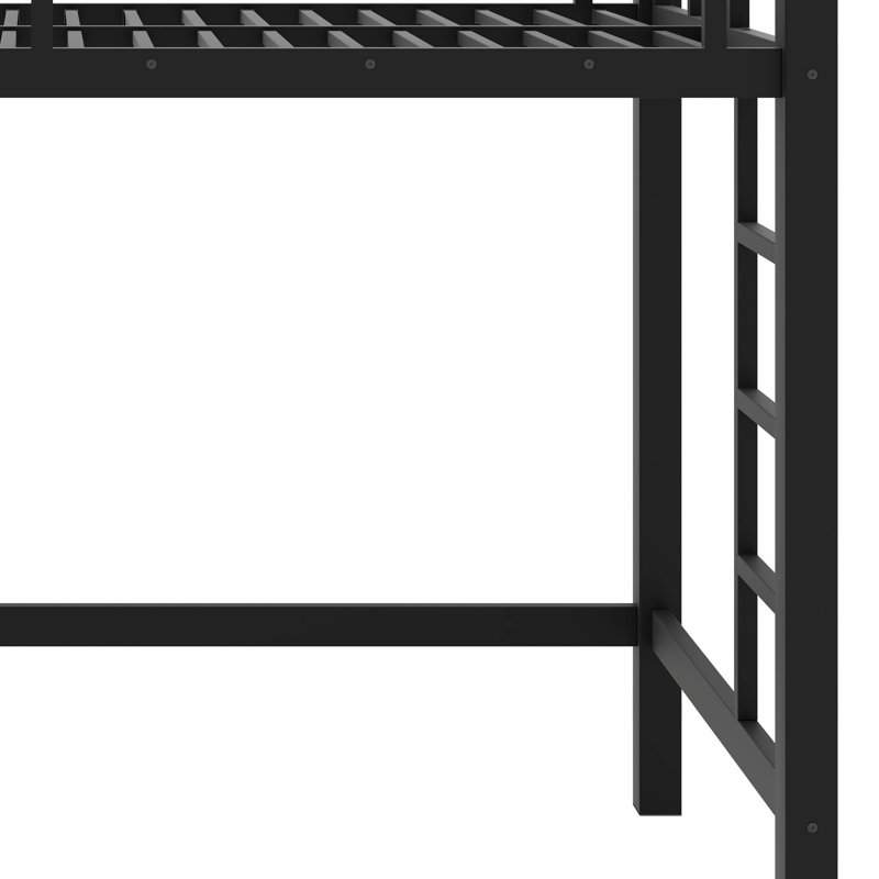 Metal Loft Bed With Convenient Ladder & Sturdy Guardrails, Twin