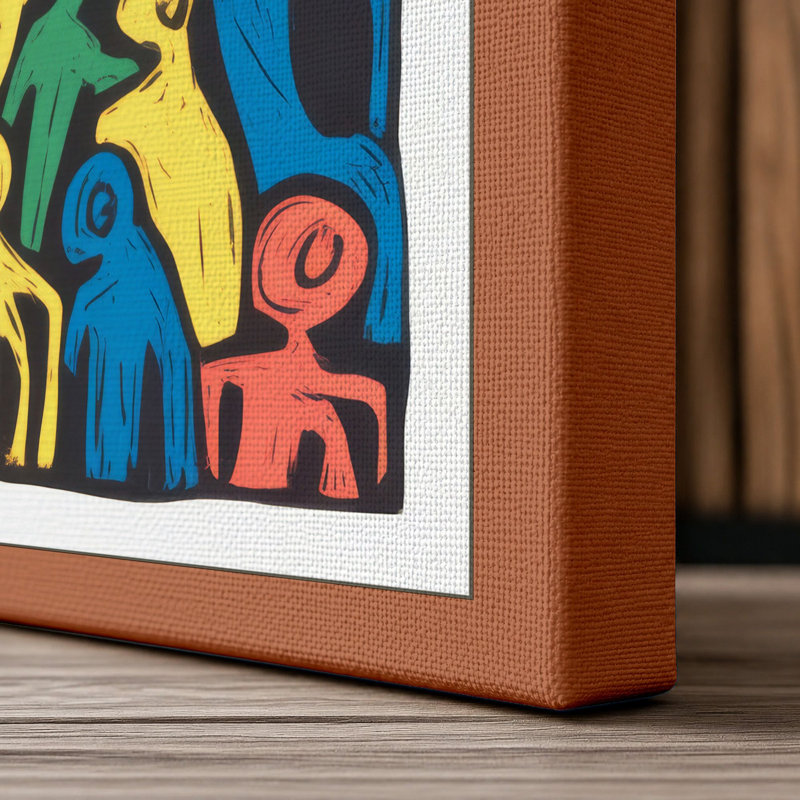 Crowded Collective Expressionism - Wrapped Canvas, 18x12 - 45.7 x 30.5 cm, Terracotta Border