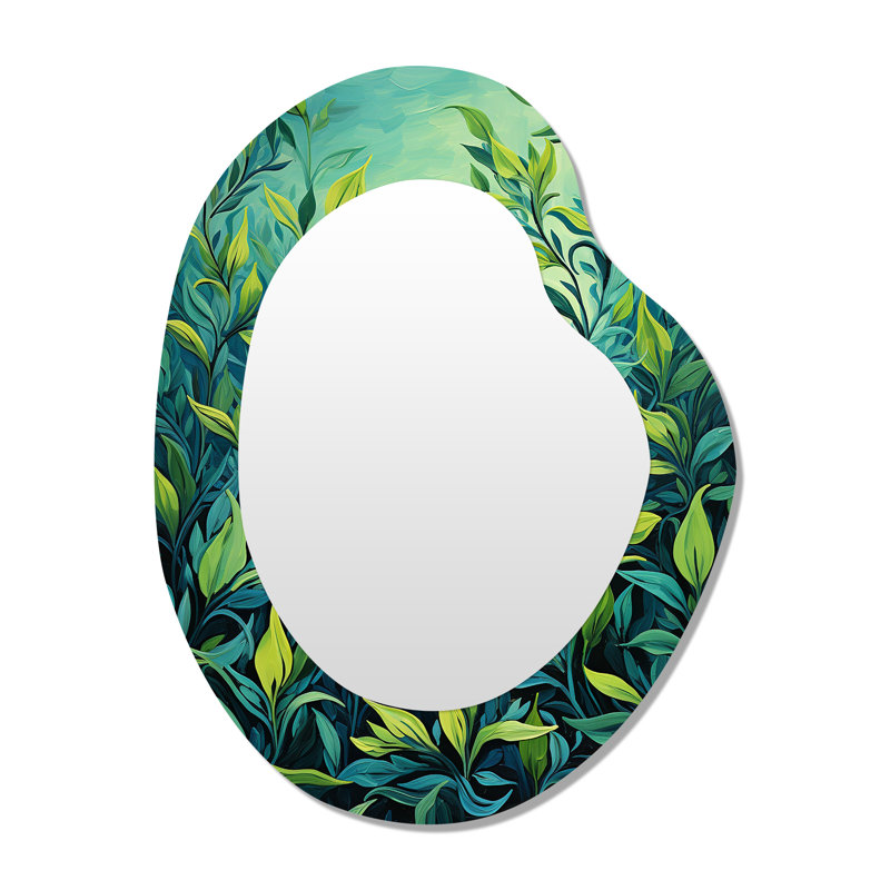 Minturn Herbs Tarragon Tales 5 - miroir mural de forme unique, miroir asymétrique traditionnel, impression sur métal