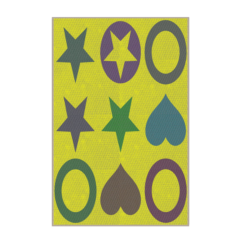 Tapis vert/jaune à motifs Pointsettia, Rectangle 5 pi x 7 pi