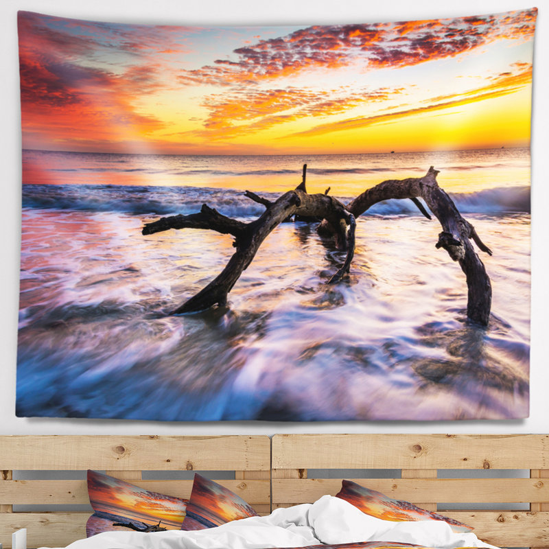 Tapisserie paysage marin et vagues dans l'océan Atlantique, H 32 po x l 39 po