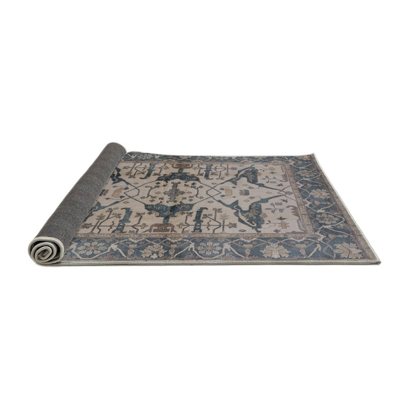 Tapis oriental brun / bleu, Rond 5 pi