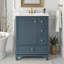 Meuble-lavabo simple autoportant 24 po avec lavabo en céramique, armoire de rangement avec 3 tiroirs et porte-760764131-745314057
