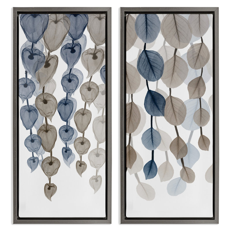 Ensemble de 2 toiles flottantes encadrées neutres par Albert Koetsier, Cadre flottant gris lustré, H 31 po x l 15 po