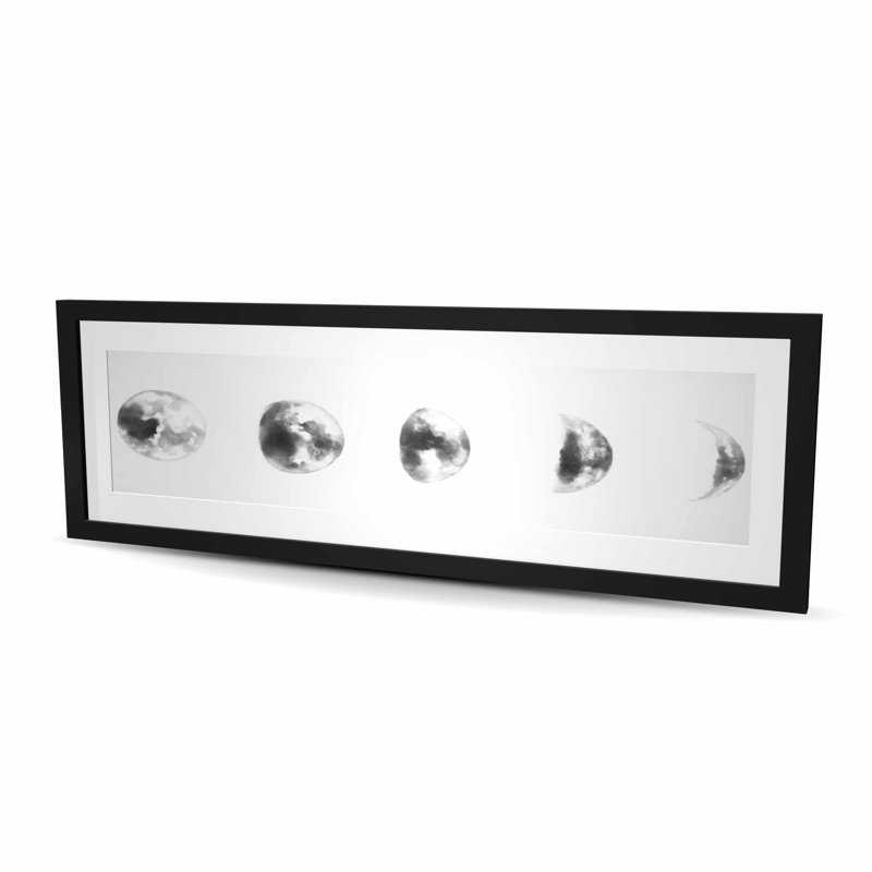 «Black and White Eclipse - Earth & Galaxy», reproduction d'art encadrée