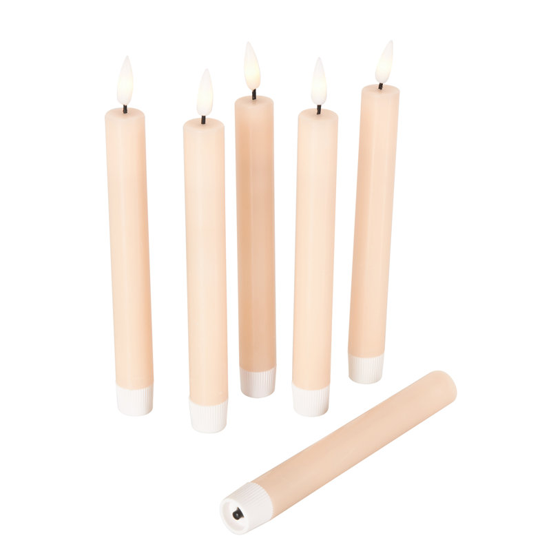 Wax Indoor and Outdoor Flameless Pillar Candles with Remote Control, 8.25" x 0.90" Pillar, Pink