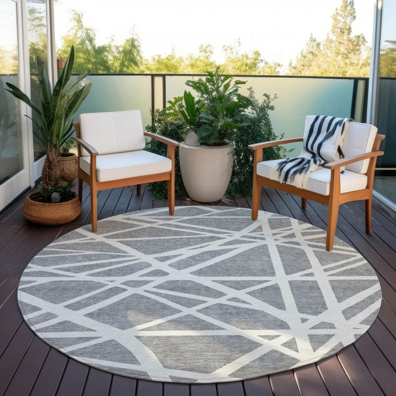 Tapis intérieur / extérieur gris Zephina , 2 pi 6 po x 3 pi 10 po