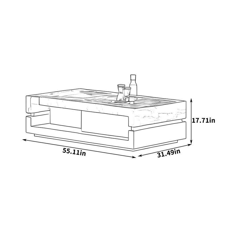 Brayan, Brown, 17.71" H x 55.11" L x 31.49" W, Black/White