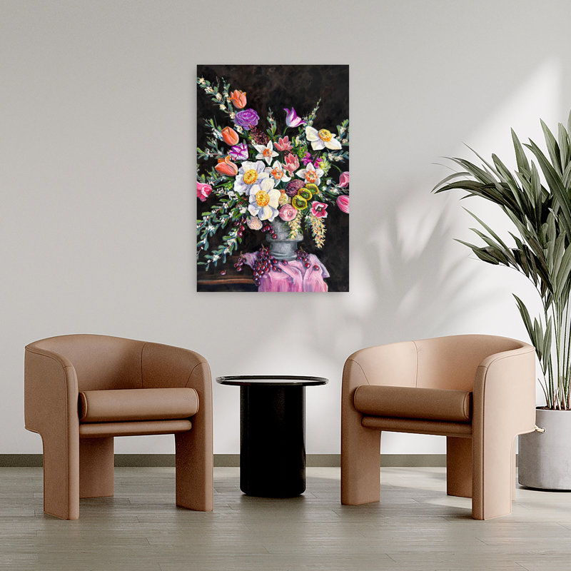 Art contemporain contemporain, art dramatique coloré, fleur romantique, H 36 po x l 24 po