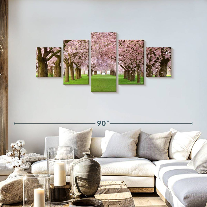 Cerisiers en fleurs, H 30 po x l 68 po