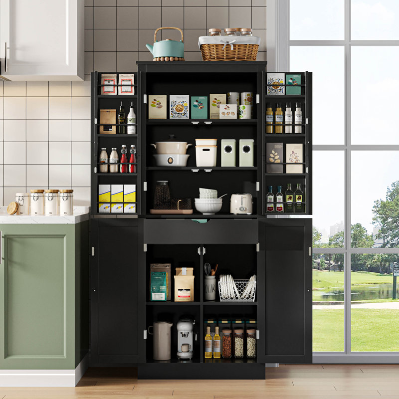182cm Kitchen Pantry, Black