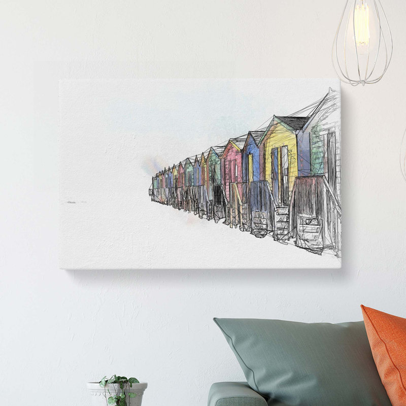 Beach Huts in Cape Town - Wall Art, 40cm H x 60cm W x 3cm D, Wrapped Canvas