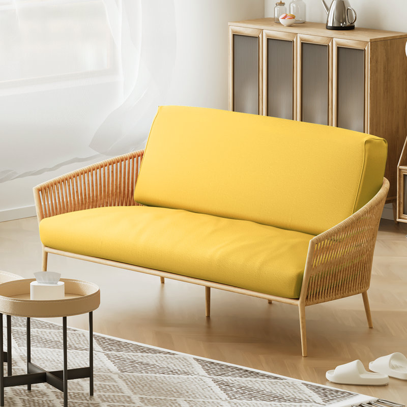 Housse pour canapé-lit réversible en tissu de polyester réversible avec fermeture à glissière 3 côtés, Simple, Jaune