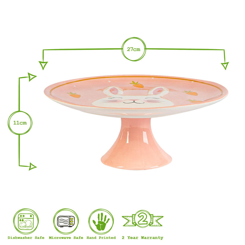Nicola Spring - Pink Bunny Cake Stand - 27cm - Pink