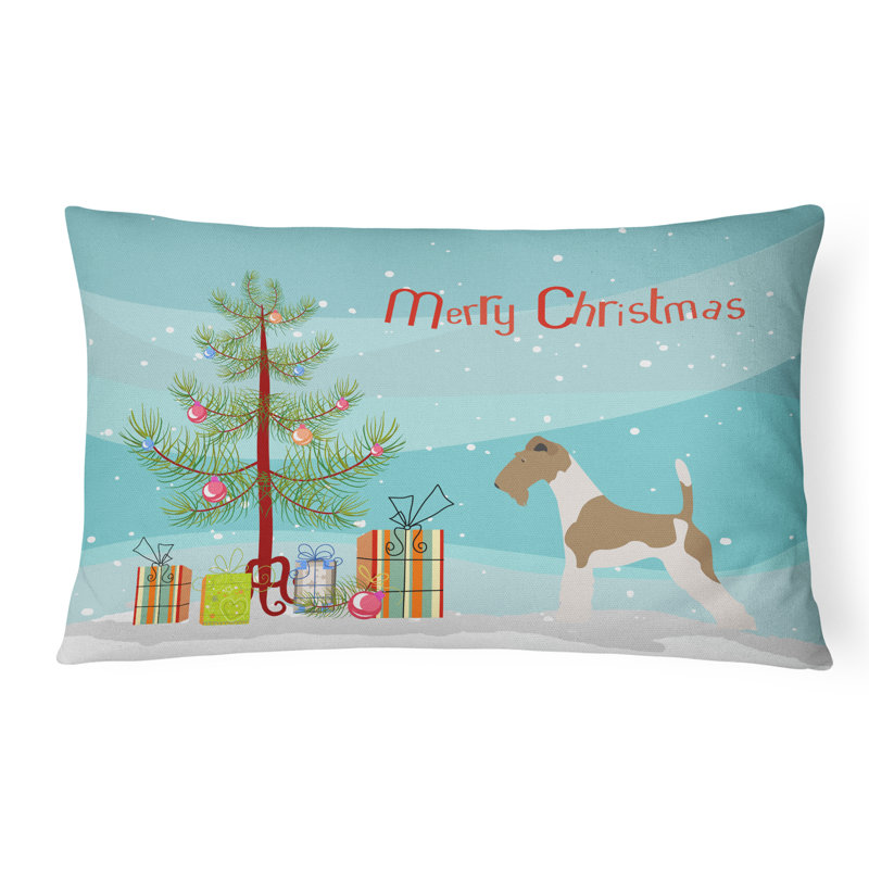  Coussin intérieur / extérieur Wire Fox Terrier Christmas