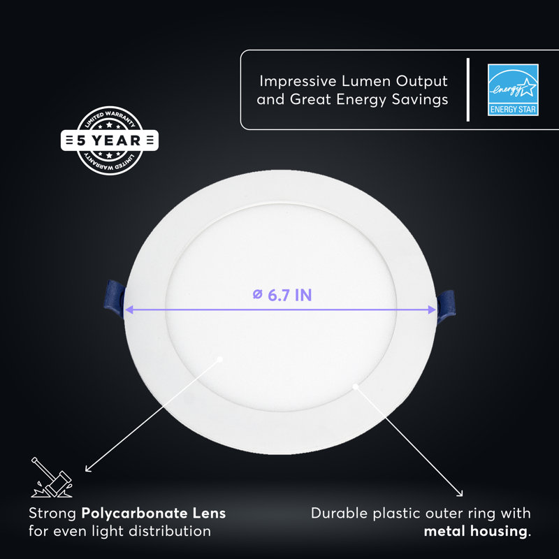 Luminaire encastré rond 5 lumières au choix, 2700K-5000K - blanc
