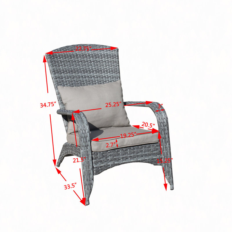 Chaise de patio avec coussins (coussin), Coussin gris / Cadre gris