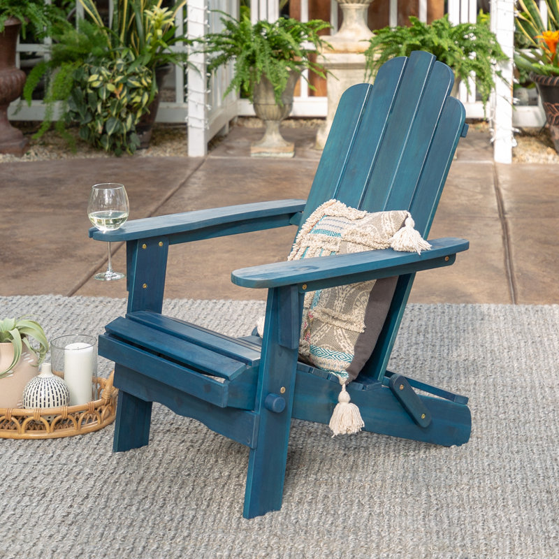 Blackwell Acacia Foldable Outdoor Adirondack Chair, Navy Wash