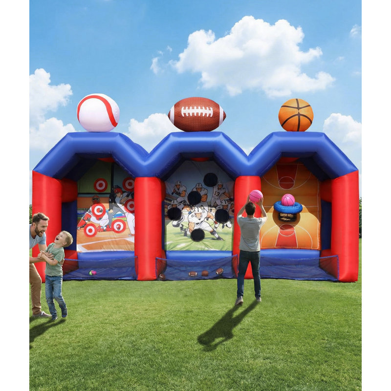 Jeu de lancer de cible de football gonflable géant de 11 pi, jeu de carnaval gonflable, installation facile pour une fête intérieure et extérieure et un usage commercial, idéal pour la cour arrière, le hayon, les fêtes d'anniversaire