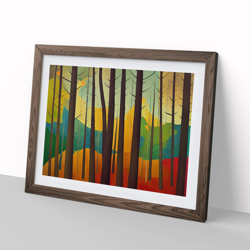 Colourful Abstract Summer Forest Vol.3 - Framed Print, 46cm H x 64cm W x 2cm D, Walnut