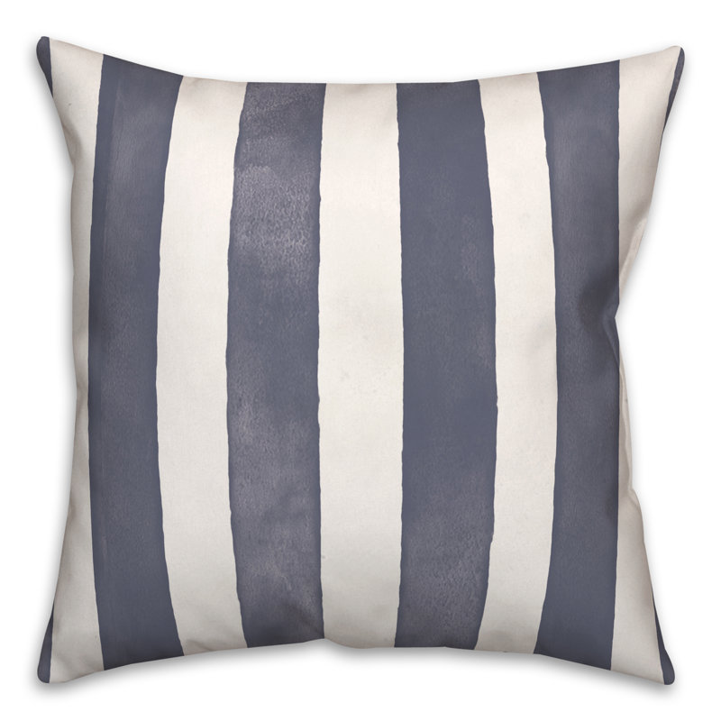 Housse et insert de coussin carré extérieur Watercolor Stripe 4, 18 po x 18 po, Bleu