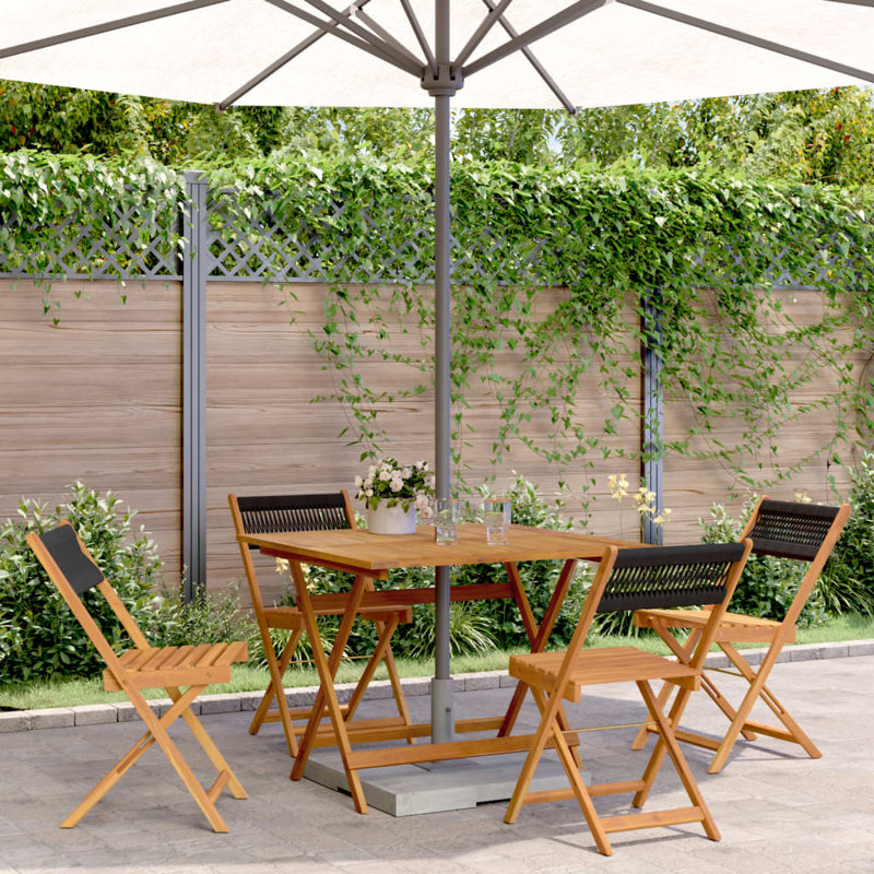 4 - Person Acacia Wood Patio Dining Set with Square Table, Black