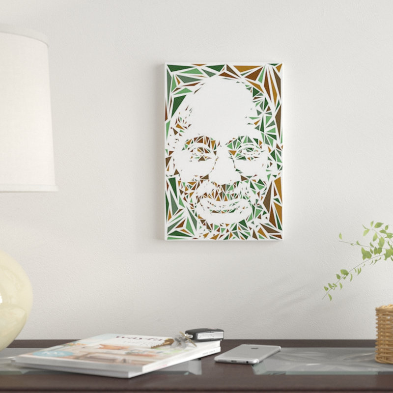 « gandhi », impression sur toile, H 40 po x l 26 po x P 1,5 po, Toile tendue, Pas de tapis