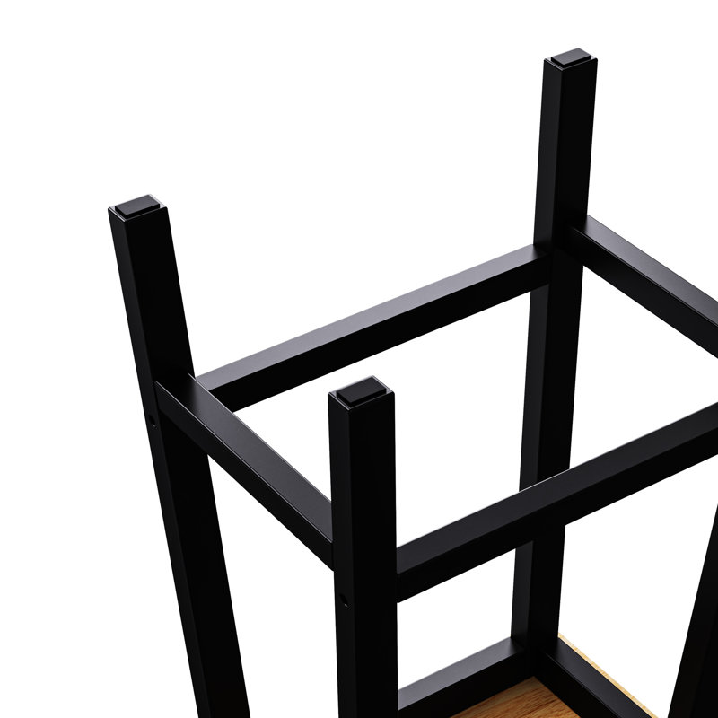 Tabouret de comptoir en bois massif de 25,6 po de hauteur, avec 2 repose-pieds noirs, avec repose-pieds pour la cuisine et la salle à manger et 2 tabourets de bar noirs, avec repose-pieds, zone thématique