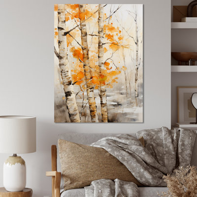 «Orange Brich Wood In Winter V», reproduction sur toile