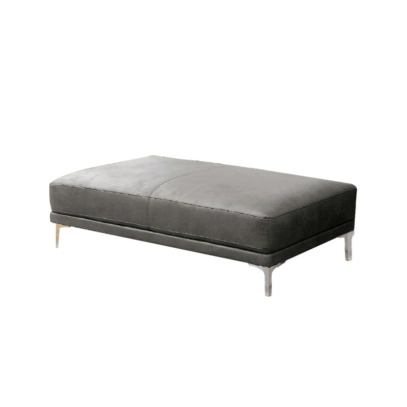 Repose-pieds rembourré Miheli, Similicuir gris