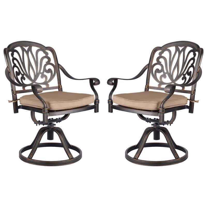 Fauteuil de patio pivotant avec coussin Vaidya, Beige