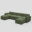Plush Wide Corduroy Modular Sectional Sofa With Ottomans, L U Shaped Livingroom Sofa-1280438651