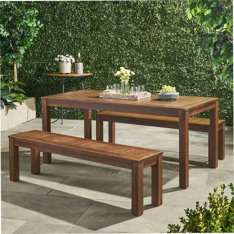 Outdoor Table And Two Benches