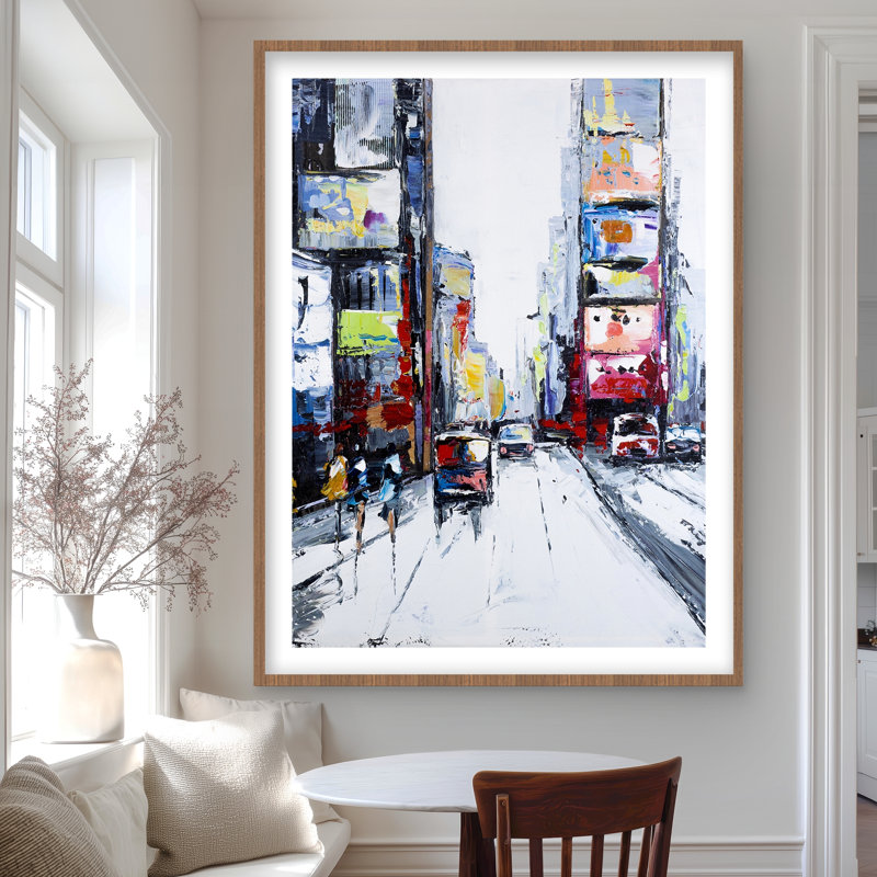 Time Square - Reproduction matte encadrée rouge pour la décoration intérieure