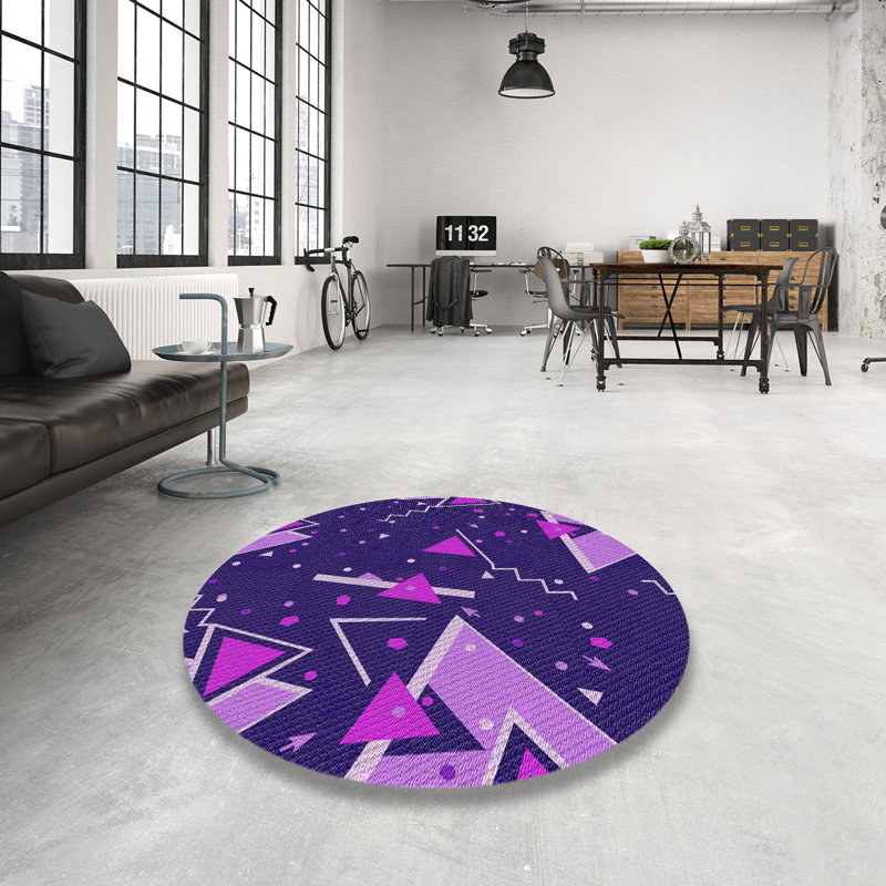 Tapis bleu/rose à motifs Kasturi, Rond 3 pi