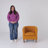 Fabric Barrel Accent Chair with Rubberwood Legs-1876760403