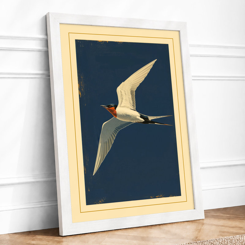 Tern in Flight Coastal - Framed Print, A1 - 84.1 x 59.4 cm, White